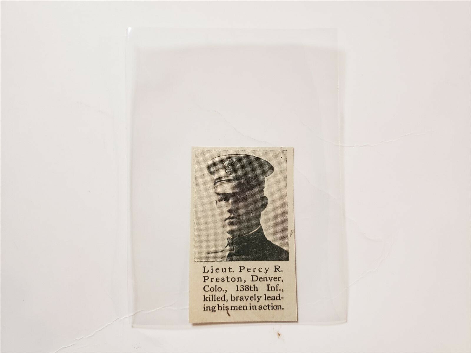 Lieutenant Percy Preston 138th Infantry  1918 World War 1 Ww1 Hero