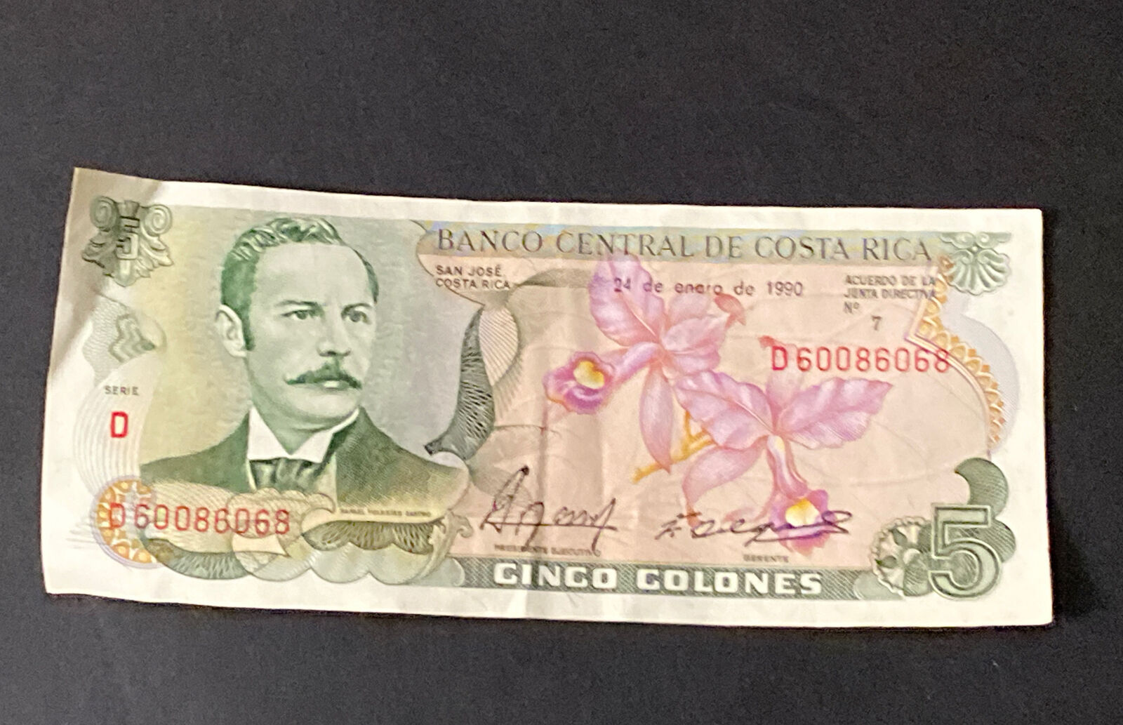 Banco Central De Costa Rica 5 Colones 01-24-1990 -d60086068