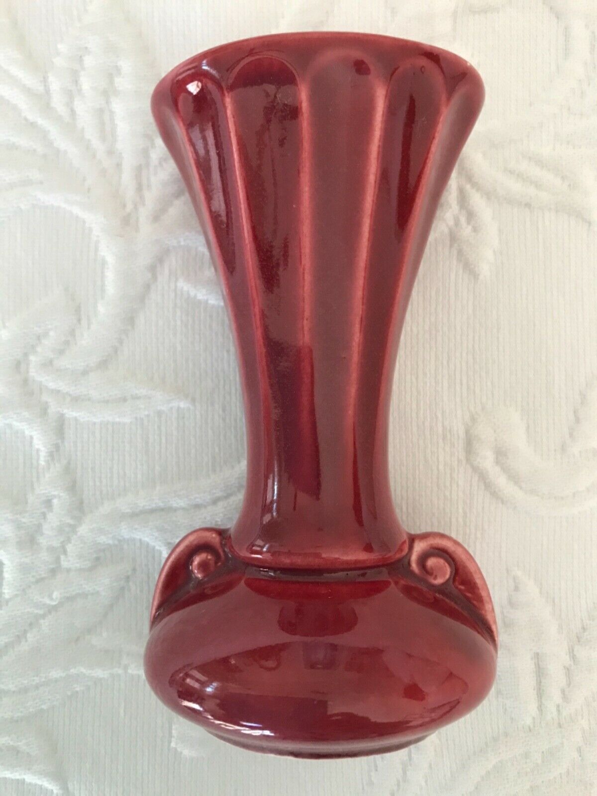 Vintage Shawnee Burgundy Dark Red Crimson Flared Bulbed Bottom Vase 5 1/2”