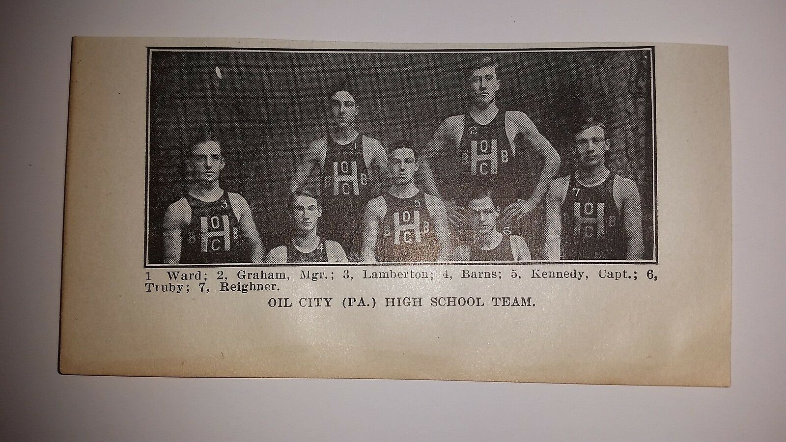 Oil City Pennsylvania High School 1911-12 Basketball Team Picture