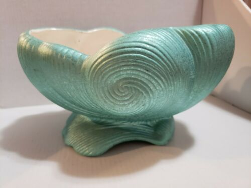 4.5"×8" Vintage Elegance By Shawnee Pottery Blue/green Shell Planter