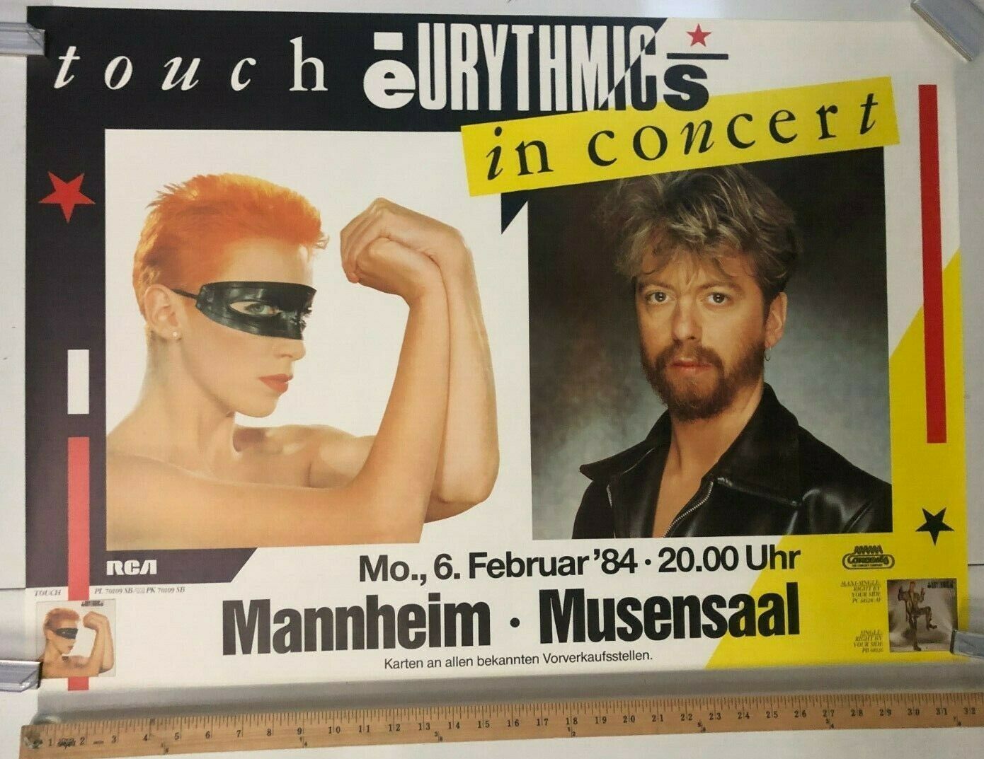 Touch Eurythmics In Concert 1984 Mannheim German Promo Poster Classic Rock