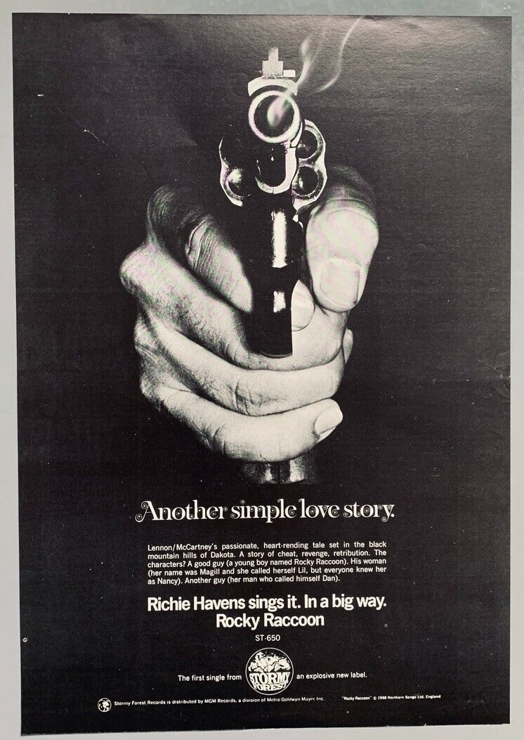 Richie Havens 1969 Vintage Poster Advert Rocky Raccoon The Beatles